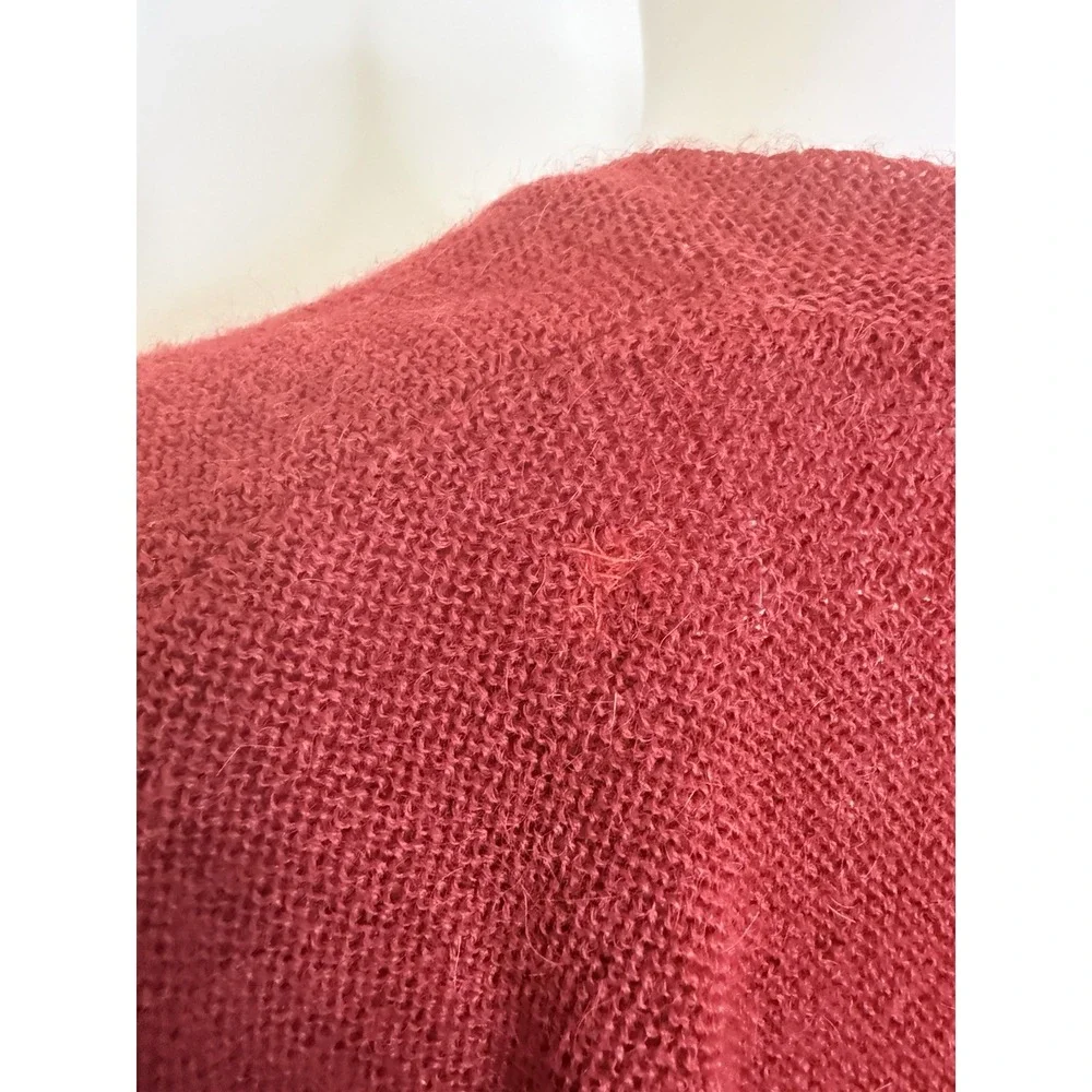 Handmade Peruvian Connection 100% Alpaca V Neck Sweater Red Womens Unisex Size M